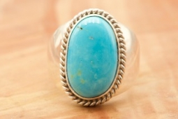 Genuine Bluebird Turquoise Sterling Silver Native American Ring
